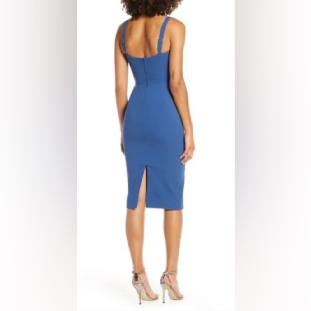 Dress the Population Blue Sheath Midi Dress Sweetheart Neckline Small - Picture 3 of 7